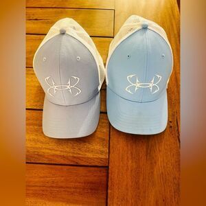 Under Armour Light Blue and White Caps; Size XL UA PRO FIT
